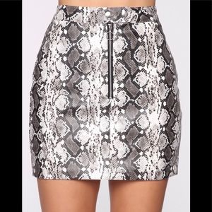 High rise snake print mini skirt